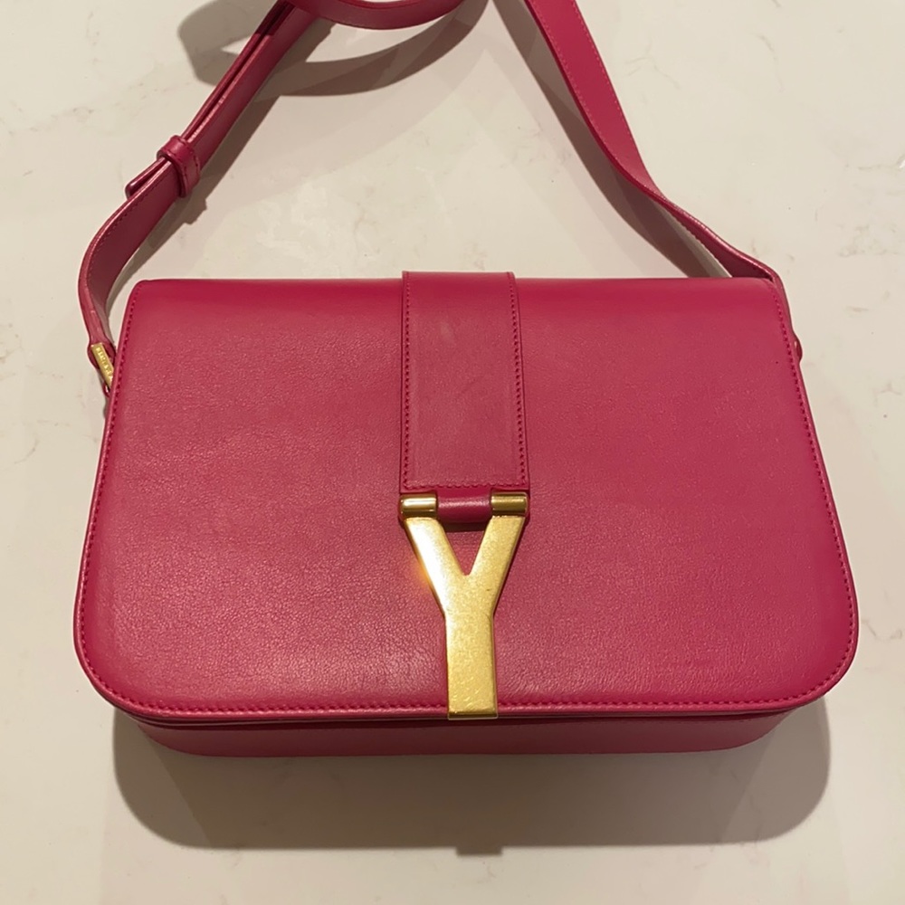 YSL Barbie pink leather crossbody bag